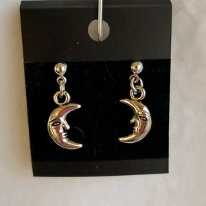 Womens silver moon post earrings